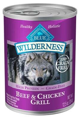 Blue Buffalo Wilderness Grain Free Beef & Chicken Canned Dog Food 12.5-oz, case of 12