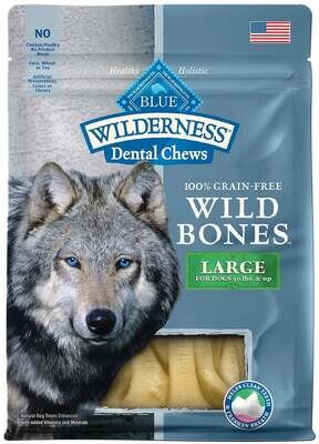 Blue Buffalo Wilderness Wild Bones Dental Chews Large Size for Dogs 10-oz
