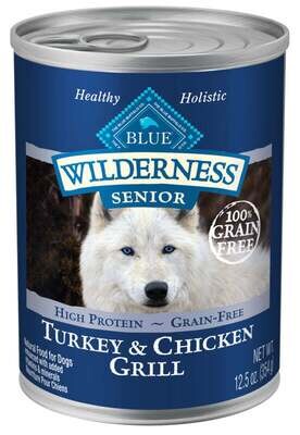 Blue Buffalo Wilderness Turkey & Chicken Grill Senior Canned Dog Food 12.5-oz, case of 12