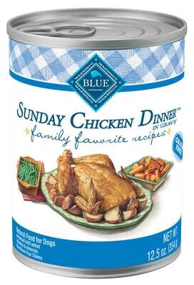 Blue Buffalo Family Favorite Sunday Chicken Dinner Canned Dog Food 12.5-oz, case of 12