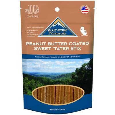 Blue Ridge Peanut Butter Coated Sweet Tater Stix Dog Treats 12-oz