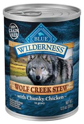 Blue Buffalo Wilderness Wolf Creek Stew Chunky Chicken Stew Canned Dog Food 12.5-oz, case of 12