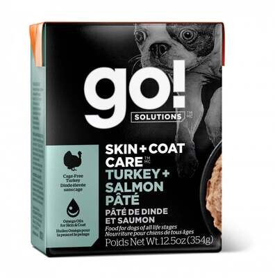 Petcurean Go! Skin & Coat Care Turkey & Salmon Pate Wet Dog Food 12.5-oz, case of 13