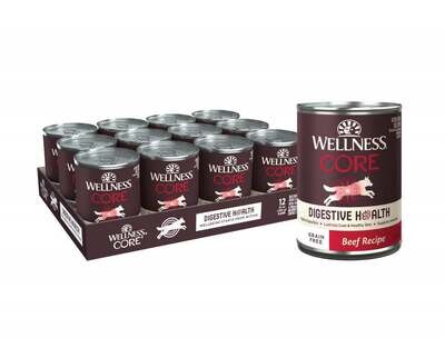 Wellness Core Digestive Health Grain Free Beef Recipe Canned Dog Food 13-oz, case of 12