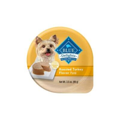 Blue Buffalo Blue Delights Small Breed Roasted Turkey Pate Dog Food Cup 3.5-oz, case of 12
