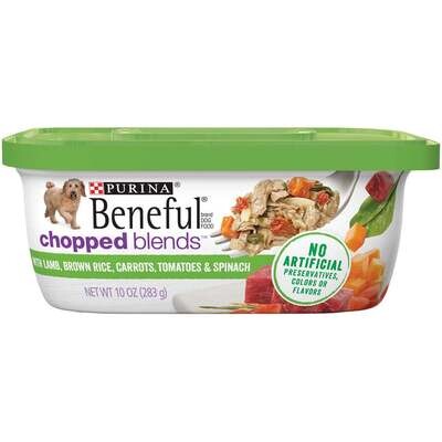 Beneful Chopped Blends With Lamb, Brown Rice, Carrots, Tomatoes & Spinach Wet Dog Food Tubs 10-oz, case of 8