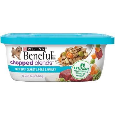 Beneful Chopped Blends With Beef, Carrots, Peas & Barley Wet Dog Food Tubs 10-oz, Case of 8