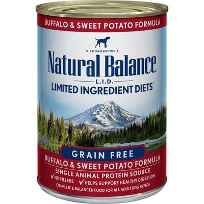 Natural Balance L.I.D. Limited Ingredient Diets Buffalo and Sweet Potato Formula Canned Dog Food 13-oz, case of 12