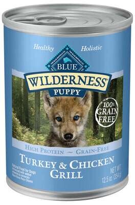 Blue Buffalo Wilderness Turkey & Chicken Grill Puppy Canned Dog Food 12.5-oz, case of 12