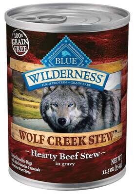 Blue Buffalo Wilderness Wolf Creek Stew Hearty Beef Stew Canned Dog Food 12.5-oz, case of 12