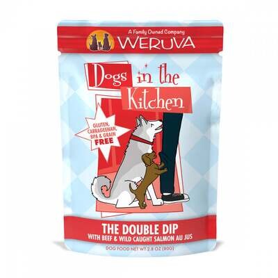 Weruva Dogs in the Kitchen The Double Dip Grain Free Beef & Salmon Dog Food Pouches 2.8-oz, case of 12