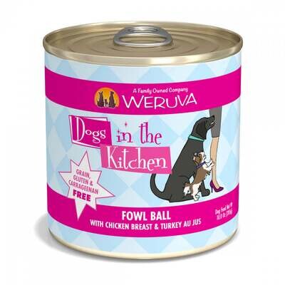 Weruva Dogs in the Kitchen Fowl Ball Grain Free Chicken & Turkey Canned Dog Food 10-oz, case of 12