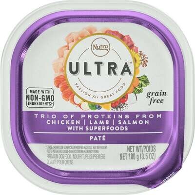 Nutro Ultra Adult Small to Large Dogs Chicken, Lamb and Salmon Pate Wet Dog Food 3.5-oz, case of 24