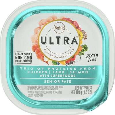 Nutro Ultra Senior Chicken, Lamb, & Salmon Pate Wet Dog Food 3.5-oz, case of 24