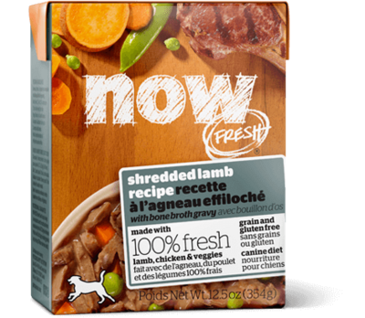 Petcurean NOW! Fresh Grain Free Shredded Lamb Recipe with Bone Broth Gravy Wet Dog Food 12.5-oz, case of 12