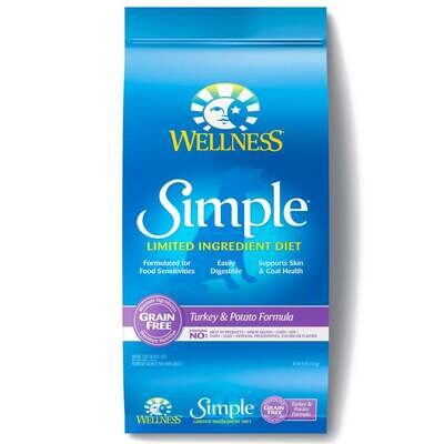 Wellness Simple Grain Free Natural Limited Ingredient Diet Diet Turkey and Potato Recipe Dry Dog Food 26-lb