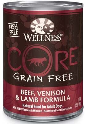 Wellness CORE Grain Free Natural Beef, Venison and Lamb Recipe Wet Canned Dog Food 12.5-oz, case of 12