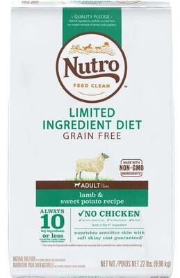 Nutro Limited Ingredient Diet Grain Free Adult Lamb and Sweet Potato Dry Dog Food 22-lb