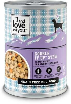 I and Love and You Grain Free Gobble It Up Stew Canned Dog Food 13-oz, case of 12