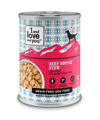I and Love and You Grain Free Beef Booyah Stew Canned Dog Food 13-oz, case of 12