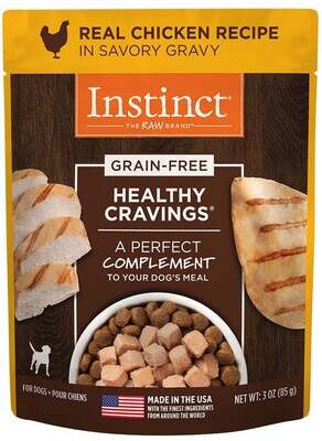 Instinct Healthy Cravings Grain Free Tender Chicken Recipe Meal Topper Pouches for Dogs 3-oz, case of 24
