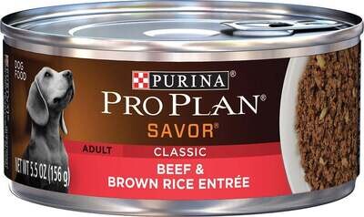 Purina Pro Plan Savor Adult Beef & Brown Rice Canned Dog Food 5.5-oz, case of 24