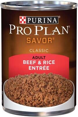 Purina Pro Plan Savor Adult Beef & Rice Entree Canned Dog Food 13-oz, case of 12