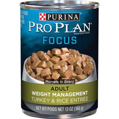 Purina Pro Plan Focus Adult Weight Management Turkey & Rice Entree Canned Dog Food 13-oz, case of 12