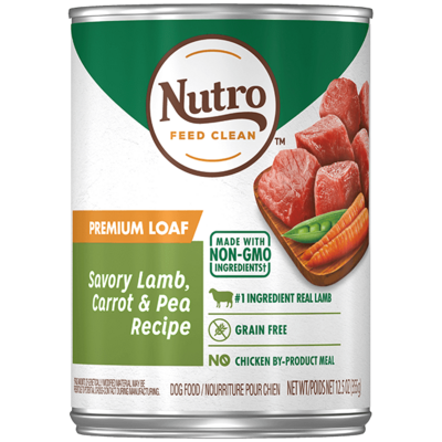 Nutro Premium Loaf Grain Free Savory Lamb, Carrot & Pea Adult Canned Dog Food 12.5-oz, case of 12