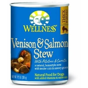 Wellness Grain Free Natural Venison & Salmon Stew with Potato and Carrots Wet Canned Dog Food 12.5-oz, case of 12