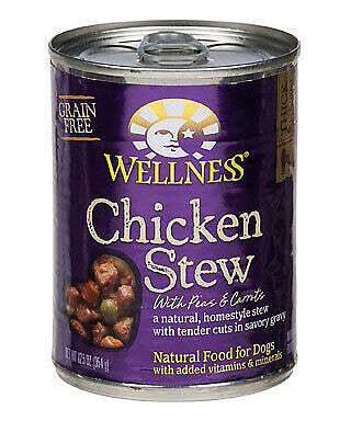 Wellness Grain Free Natural Chicken Stew with Peas and Carrots Wet Canned Dog Food 12.5-oz, case of 12