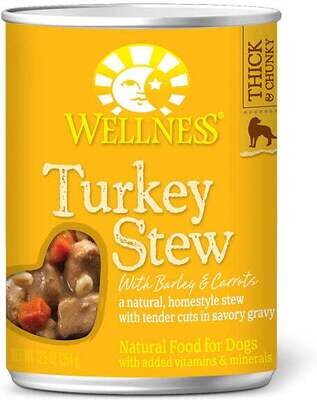 Wellness Natural Turkey Stew with Barley and Carrots Wet Canned Dog Food 12.5-oz, case of 12