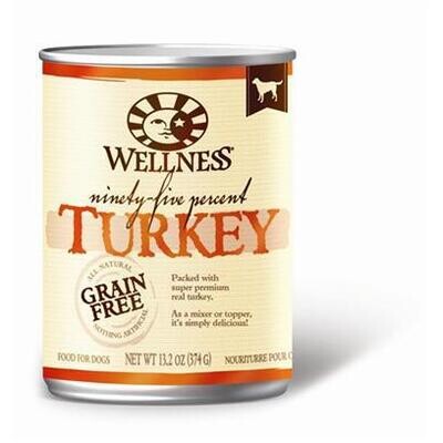Wellness Natural Grain Free Adult 95% Turkey Canned Dog Food 13.2-oz, case of 12