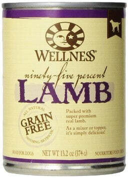 Wellness Natural Grain Free 95% Lamb Recipe Adult Wet Canned Dog Food 13.2-oz, case of 12