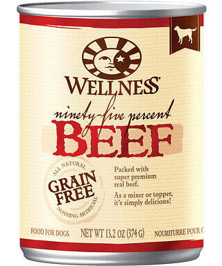 Wellness Natural Grain Free 95% Beef Recipe Adult Wet Canned Dog Food 13.2-oz, case of 12