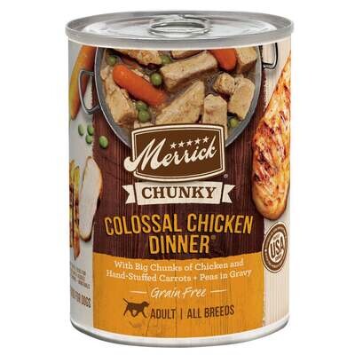 Merrick Grain Free Chunky Colossal Chicken Dinner Canned Dog Food 12.7-oz, case of 12