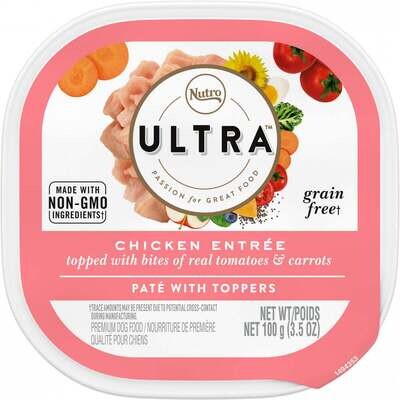 Nutro Ultra Grain-Free Chicken Entree Pate with Tomatoes and Carrots Adult Wet Dog Food Trays 3.5-oz, case of 24