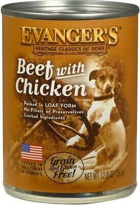 Evangers Beef with Chicken Canned Dog Food 13-oz, case of 12
