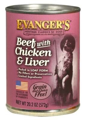 Evangers Classic Beef with Chicken And Liver Canned Dog Food 13-oz, case of 12