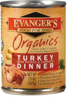 Evangers 100% Organic Turkey with Potato And Carrots Canned Dog Food 13-oz, case of 12