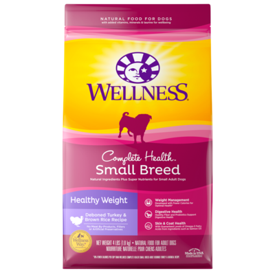 Wellness Complete Health Natural Small Breed Healthy Weight Turkey and Brown Rice Recipe Dry Dog Food 12-lb