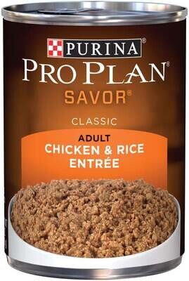 Purina Pro Plan Savor Chicken & Rice Entree Canned Adult Dog Food 13-oz, case of 12