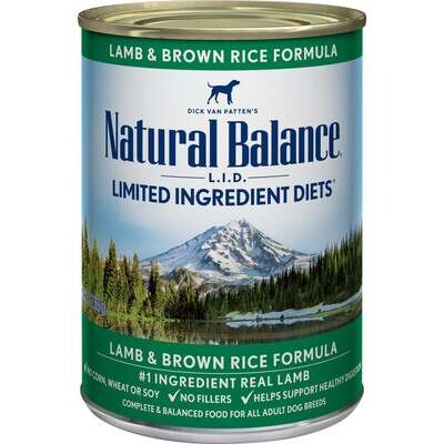 Natural Balance L.I.D. Limited Ingredient Diets Lamb and Brown Rice Formula Canned Dog Food 13-oz, case of 12