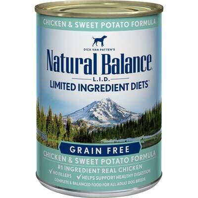 Natural Balance L.I.D. Limited Ingredient Diets Chicken and Sweet Potato Formula Canned Dog Food 13-oz, case of 12