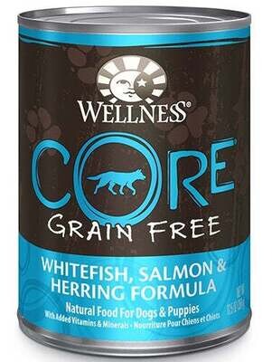 Wellness CORE Grain Free Natural Whitefish, Salmon and Herring Recipe Wet Canned Dog Food 12.5-oz, case of 12