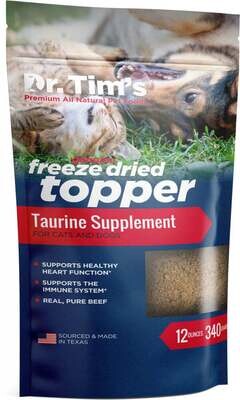 Dr. Tim's Freeze Dried Beef Taurine Food Topper for Dogs & Cats 12-oz