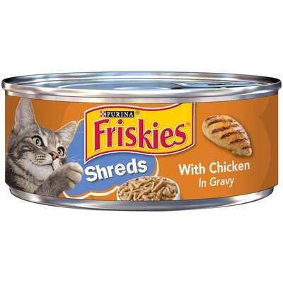 Friskies Savory Shreds with Chicken in Gravy Canned Cat Food 5.5-oz, case of 24