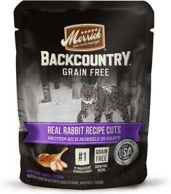 Merrick Backcountry Grain Free Real Rabbit Cuts Recipe Cat Food Pouch 3-oz, case of 24