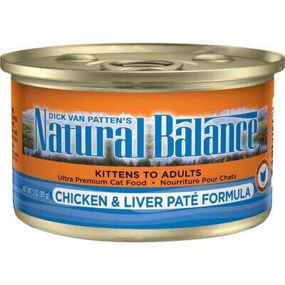 Natural Balance Chicken and Liver Pate Canned Cat Food 5.5-oz, case of 24