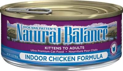 Natural Balance Indoor Chicken Formula Canned Cat Food 5.5-oz, case of 24